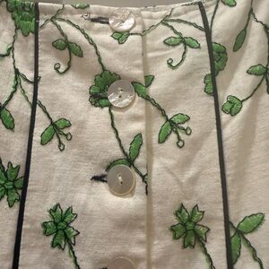 Vintage White Embroidered Floral Button-Front Skirt